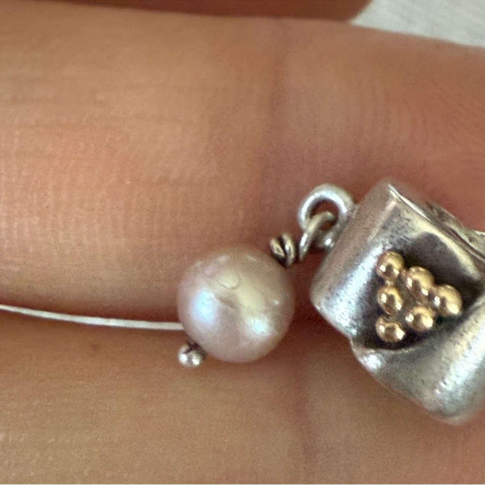 Pandora Elegant Silver and Gold Pearl Pendant